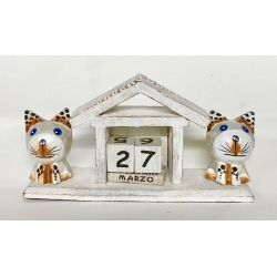 Calendario con 2 gattini in legno