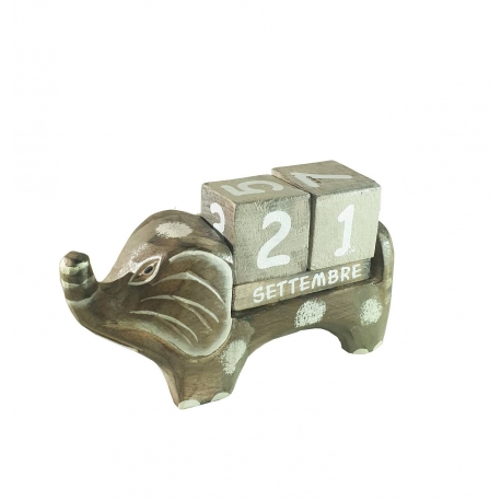 CALENDARIO IN LEGNO ELEFANTE