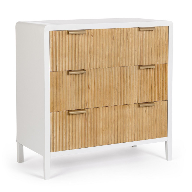 Cassettiera 3C Charley Bianco-Naturale - Arredo Giunco Cassettiera 3C Charley Bianco-Naturale - Arredo Giunco