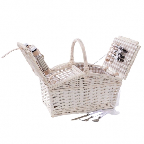 Cesto da picnic in vimini bianco 43X30H26